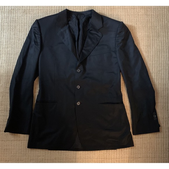 Yves Saint Laurent Rive Gauche Men's Suit Jacket Black 3buttons 100%‎ Cupro - Picture 2 of 11